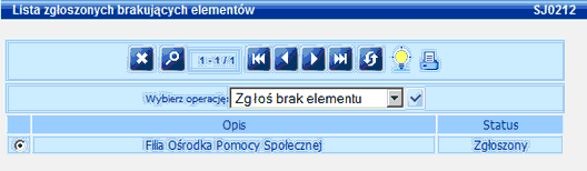 lista brakujacych elementow