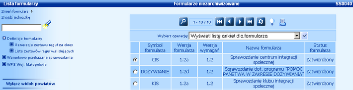 lista formularzy_resort