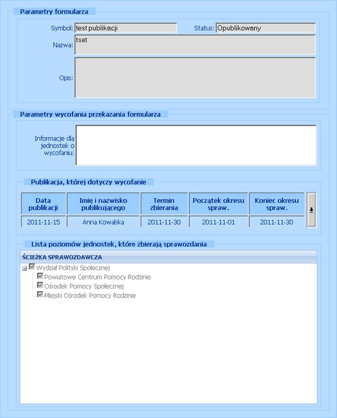 wycofanie przekazania form